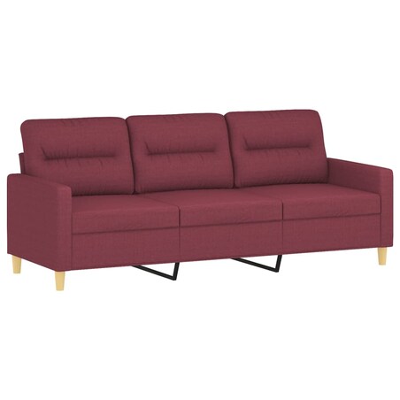 vidaXL Sofa 3-osobowa, winna czerwień, 180 cm,tapicerowana tkaniną