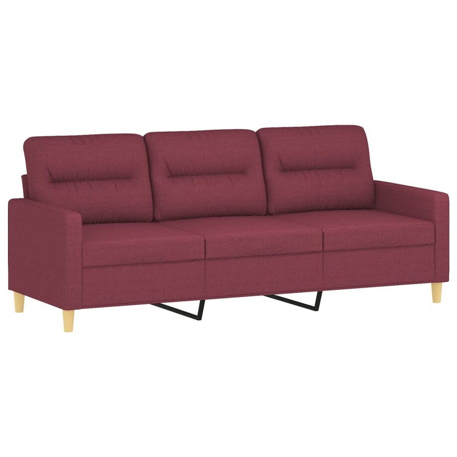 vidaXL Sofa 3-osobowa, winna czerwień, 180 cm,tapicerowana tkaniną