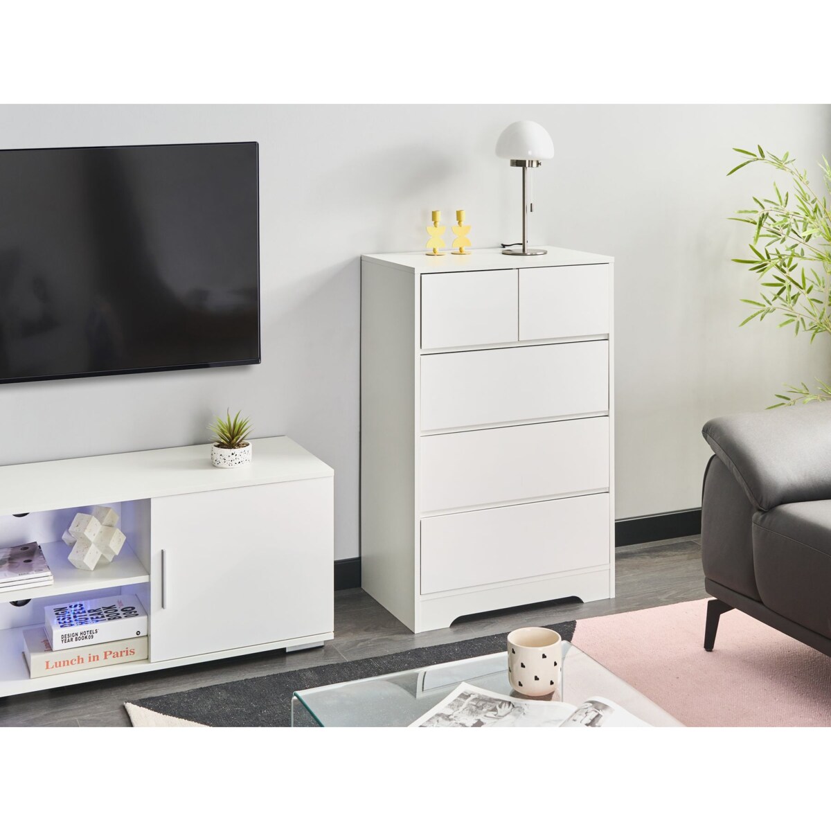 Komoda 5 szuflad ALBERTA Biały