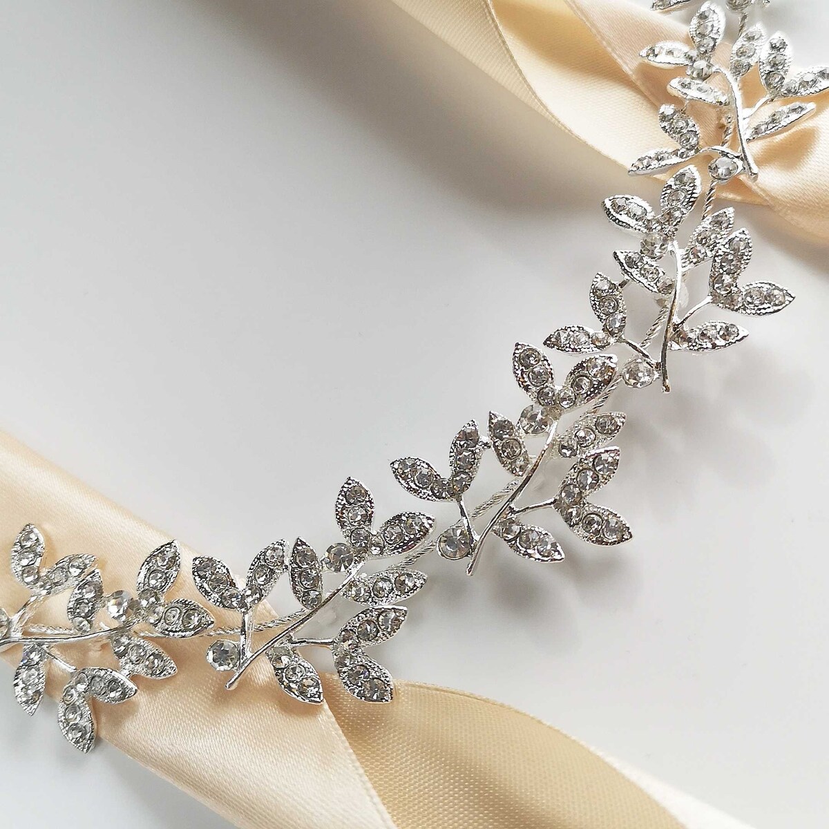 OPASKA ślubna GAŁĄZKA srebrna LISTKI RUSTYKALNA piękna