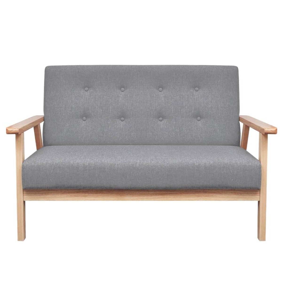 vidaXL Zestaw wypoczynkowy: sofa i fotel, materiałowy, jasnoszary