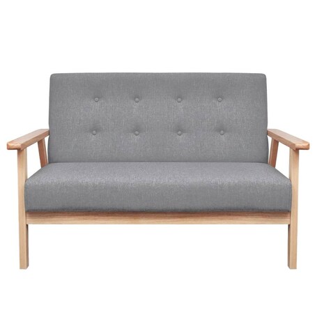 vidaXL Zestaw wypoczynkowy: sofa i fotel, materiałowy, jasnoszary