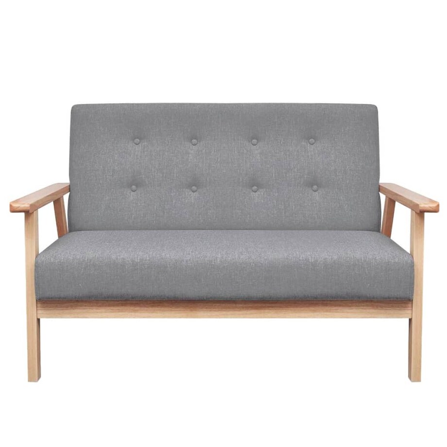 vidaXL Zestaw wypoczynkowy: sofa i fotel, materiałowy, jasnoszary