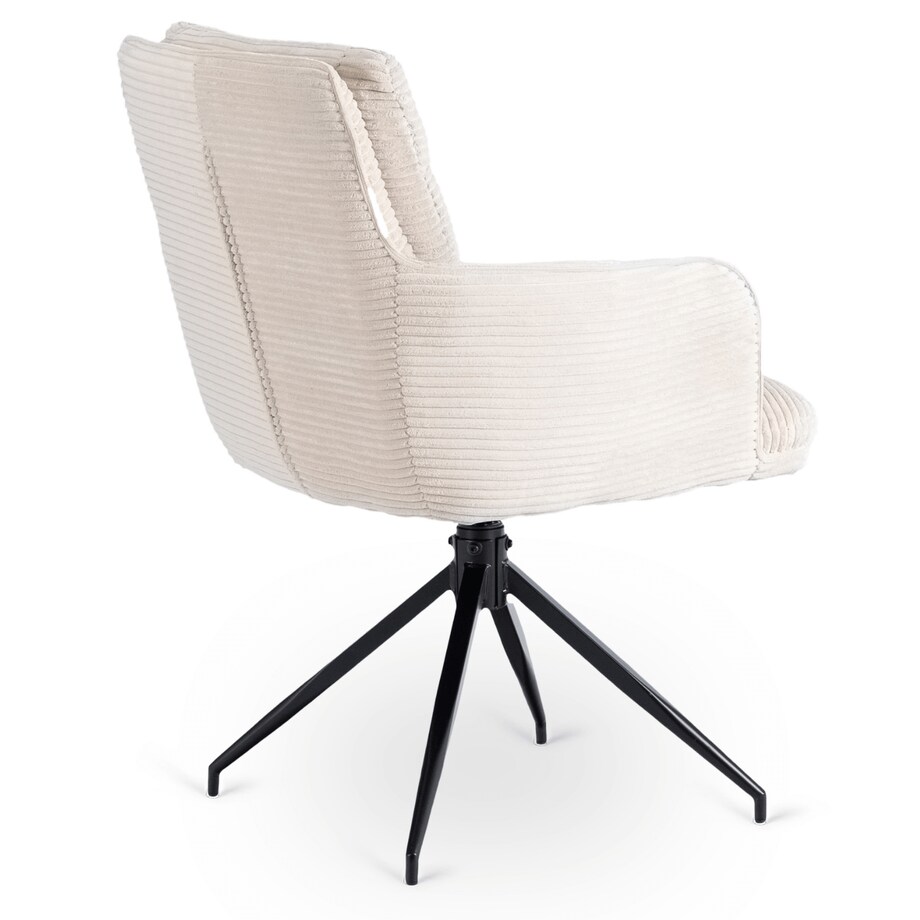 Krzesło Obrotowe Kubełkowe Tapicerowane Do Jadalni Sztruks Kremowy AKITA