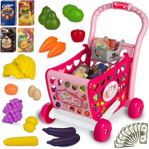 Wózek na zakupy koszyk sklepowy dla dzieci led 3w1 Ricokids