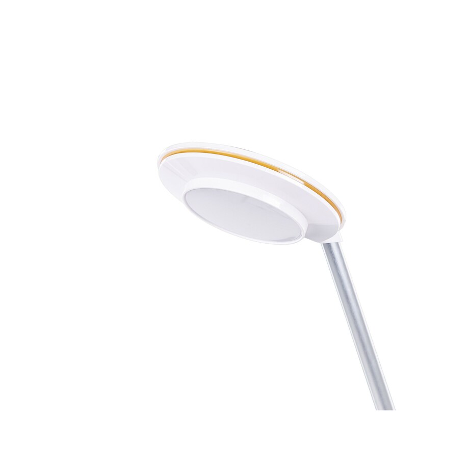 Lampa biurkowa LED z portem USB metalowa srebrno-biała CORVUS