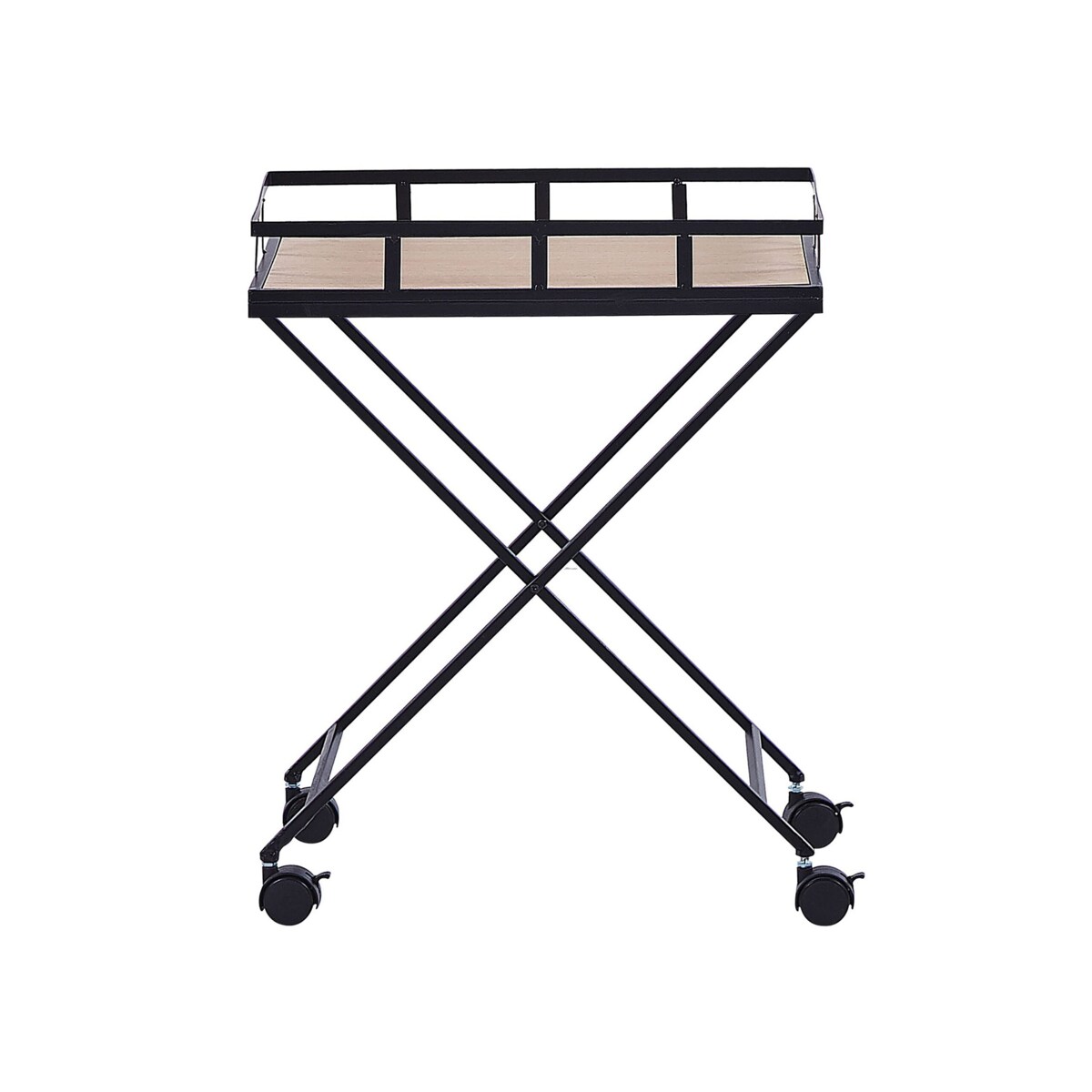 Metalowy wózek kuchenny jasne drewno z czarnym LEOTI