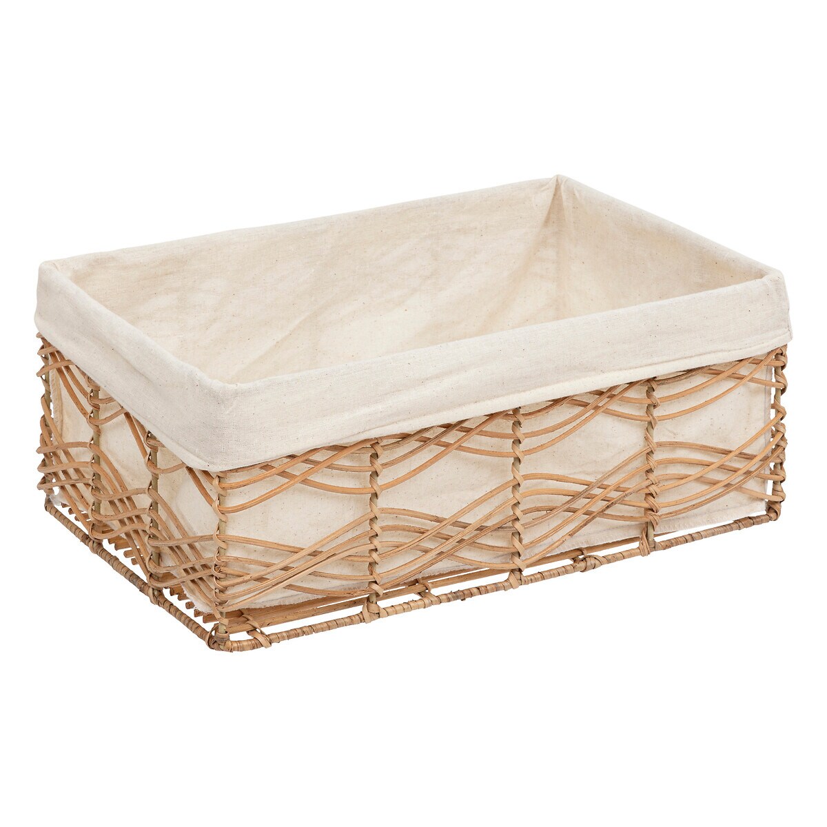 Pudełka do przechowywania plecione ROSY, 4 pojemniki, kolor brązowy, rattan