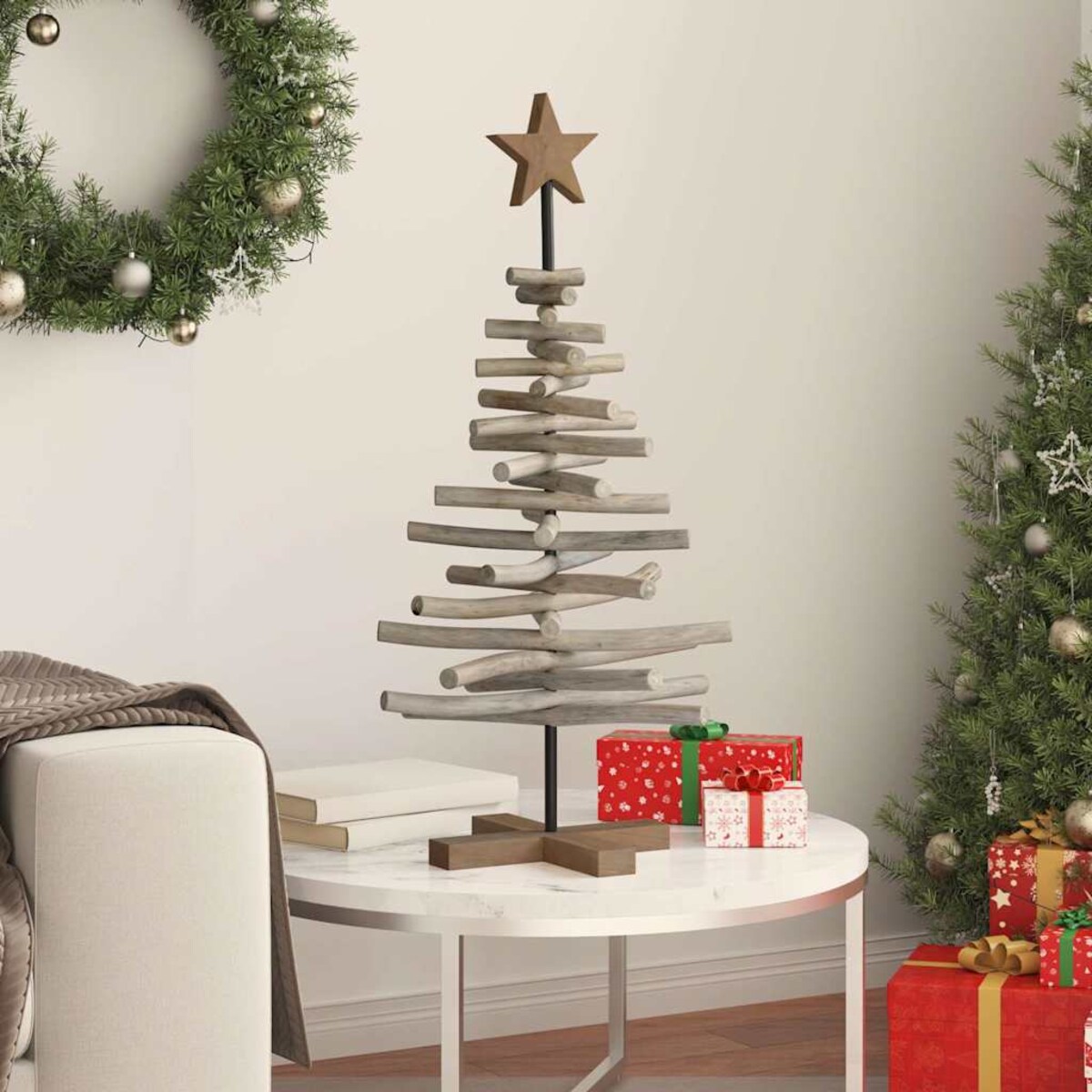 vidaXL Choinka z podstawą Brązowy 90 cm Lite drewno tekowe
