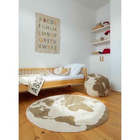 Dywan Bawełniany RugCycled Mapa Świata, Ø 120 cm, Lorena Canals