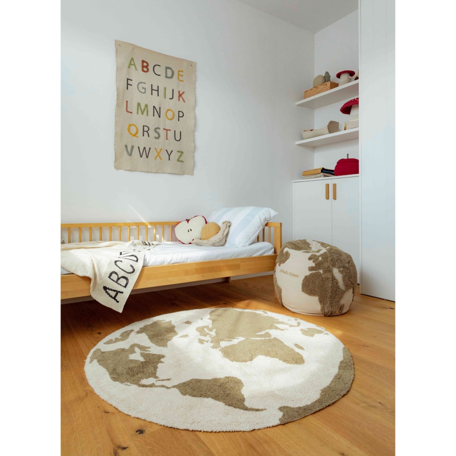 Dywan Bawełniany RugCycled Mapa Świata, Ø 120 cm, Lorena Canals