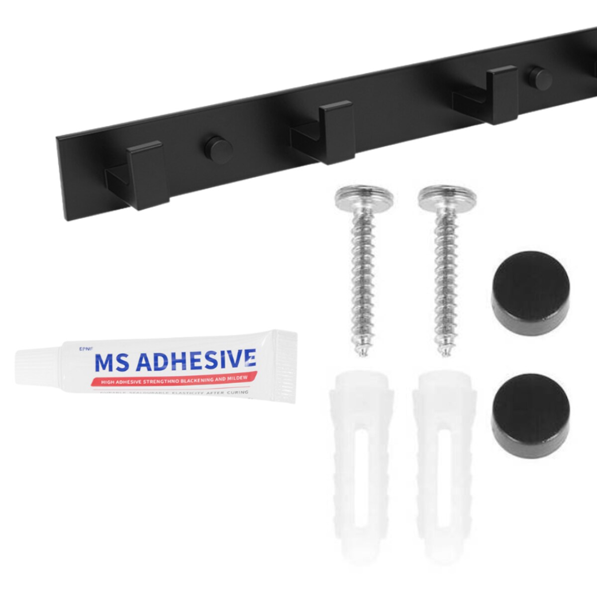 Wieszak ścienny czarny do łazienki kuchni przedpokoju haczyk