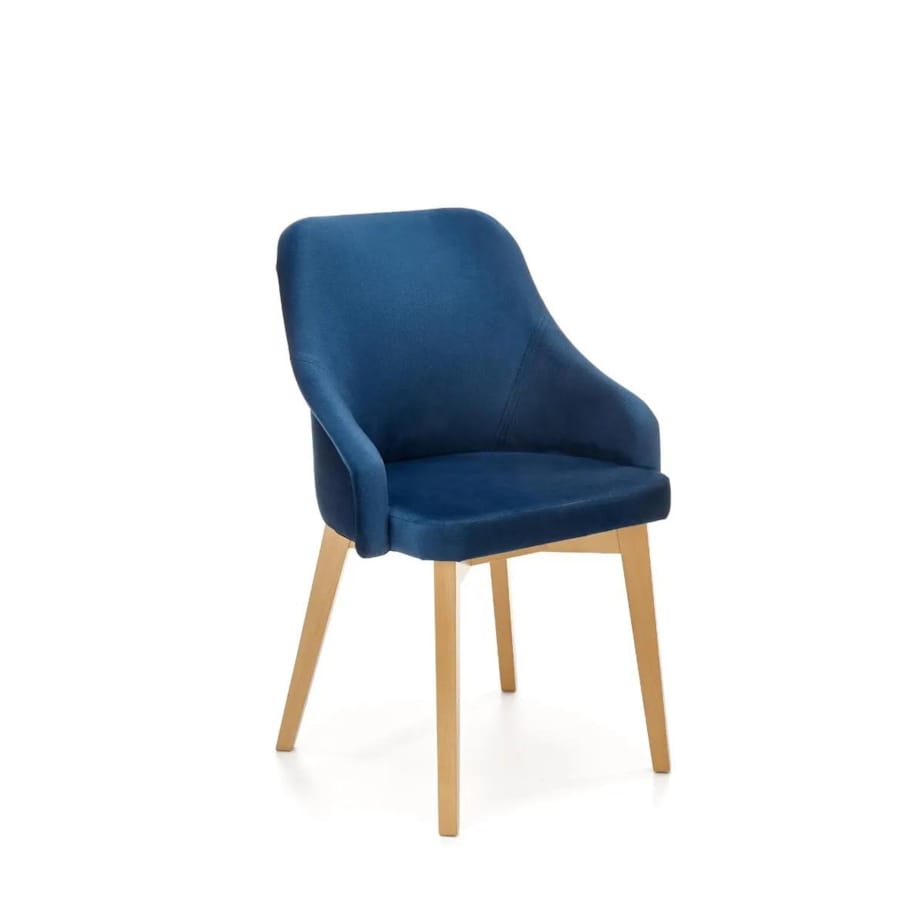 Krzesło tapicerowane TOLEDO 2 VELVET granatowe/dąb miodowy