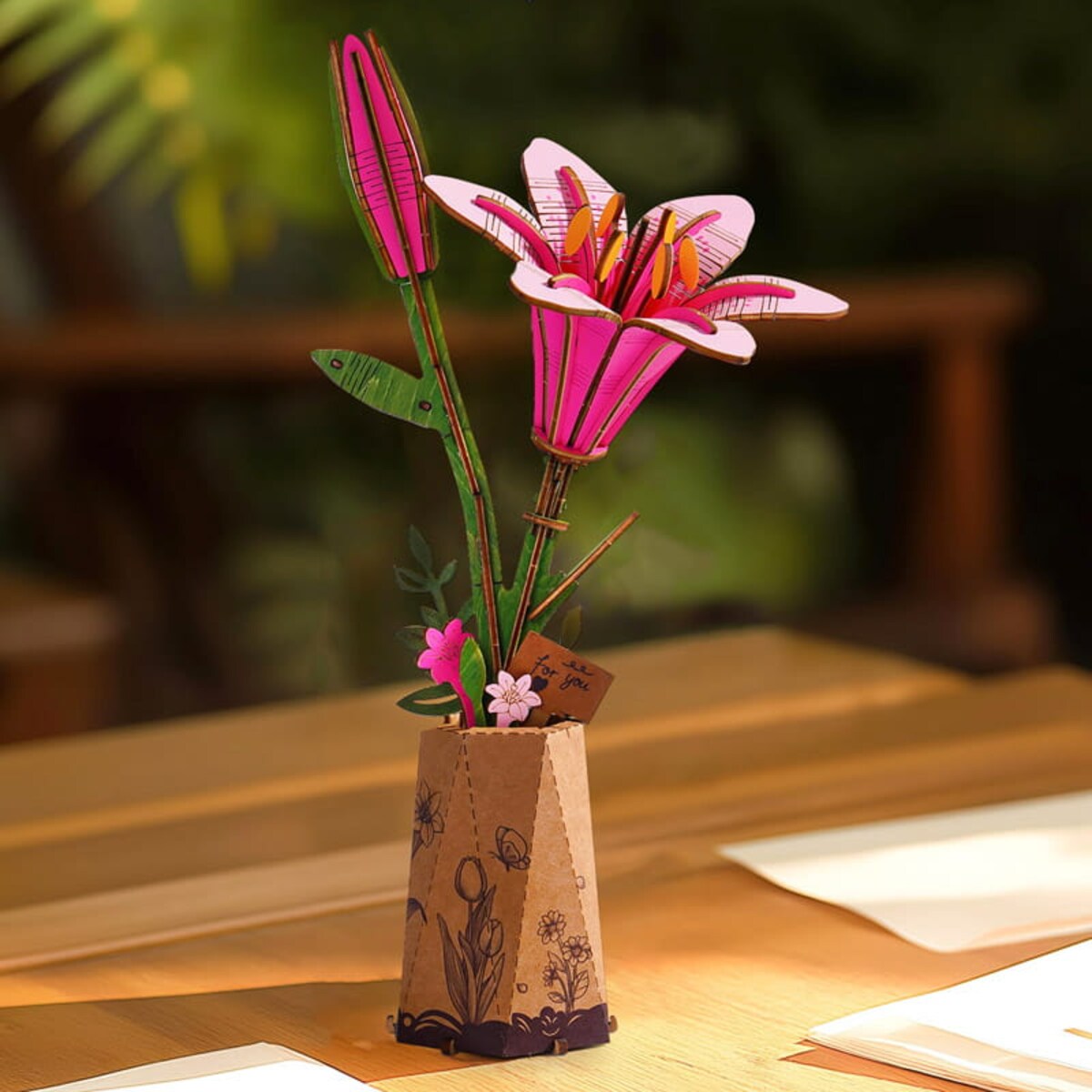 Różowa lilia DIY - kwiaty Robotime