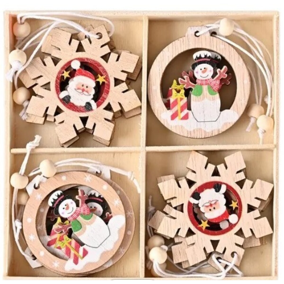 Bombki Na Choinkę Drewniane Ozdoba Stroik 12Szt