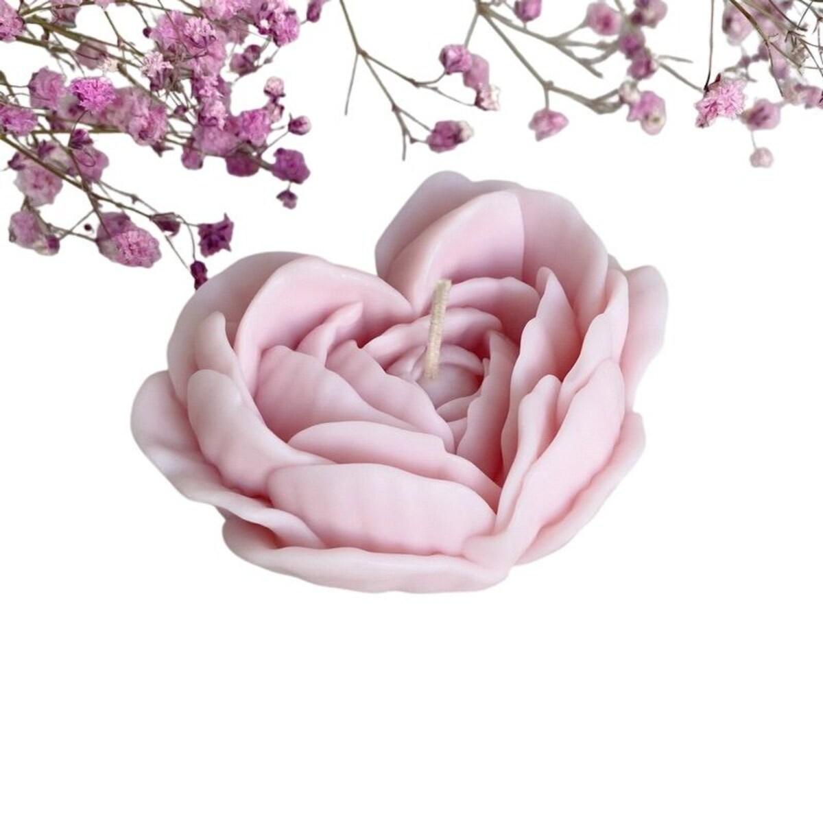 Świeca sojowa ekologiczna dekoracyjna "Rose Heart" 75x38mm różowa
