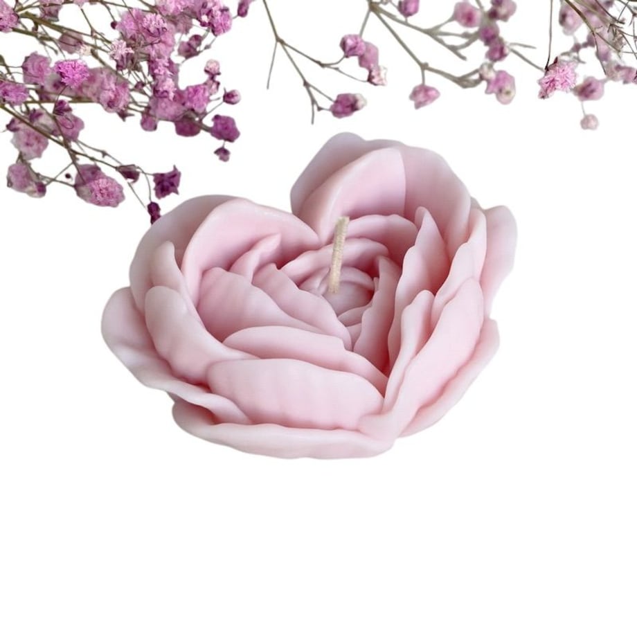 Świeca sojowa ekologiczna dekoracyjna "Rose Heart" 75x38mm różowa