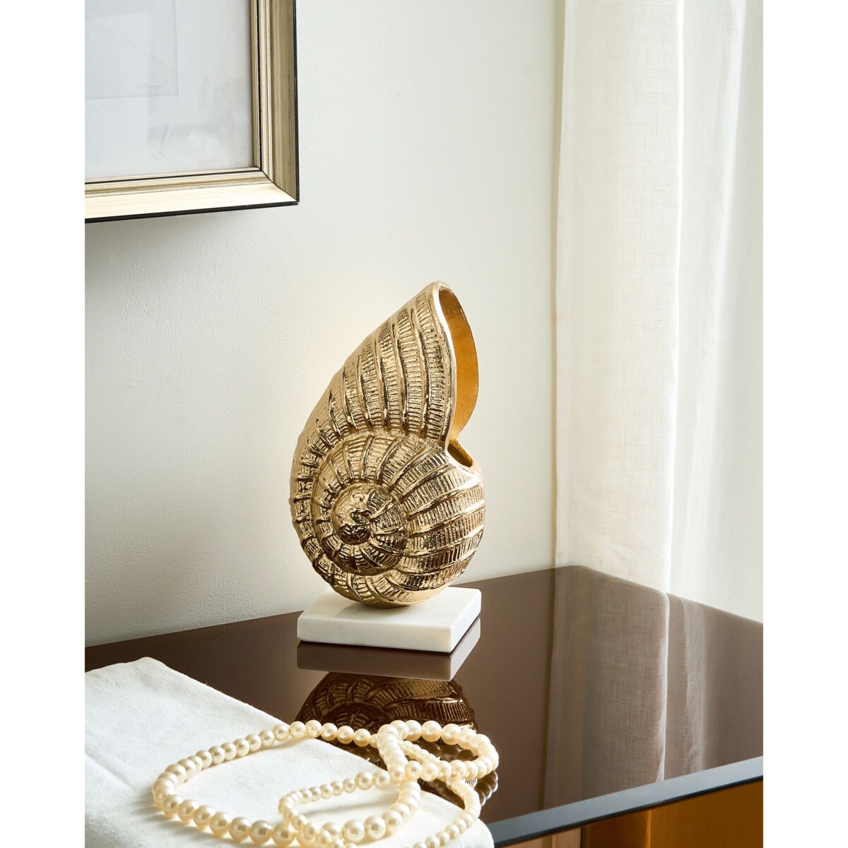Figurka dekoracyjna Muszla TULJE Metal Złoty