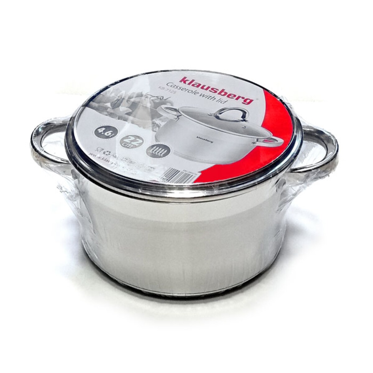 Garnek stalowy z pokrywką indukcja gaz 4.6L 22cm KLAUSBERG