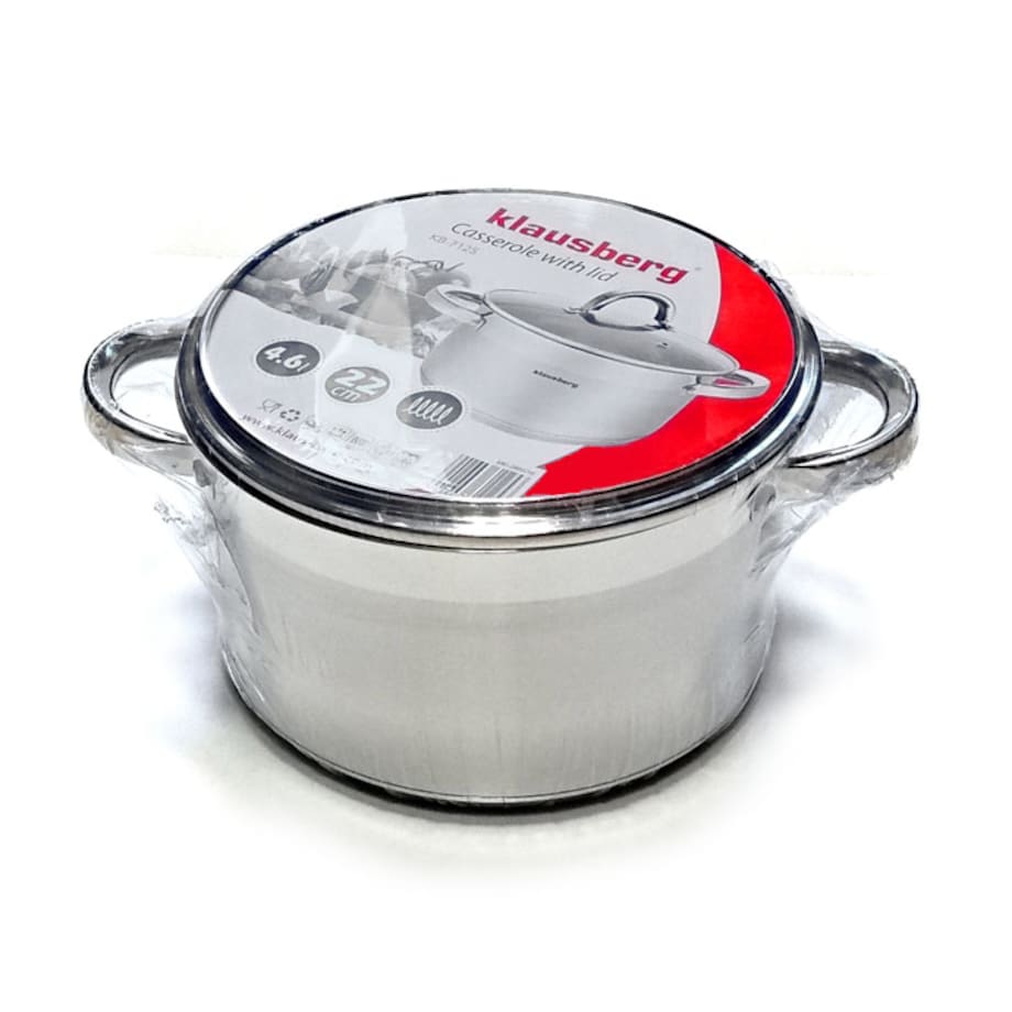 Garnek stalowy z pokrywką indukcja gaz 4.6L 22cm KLAUSBERG