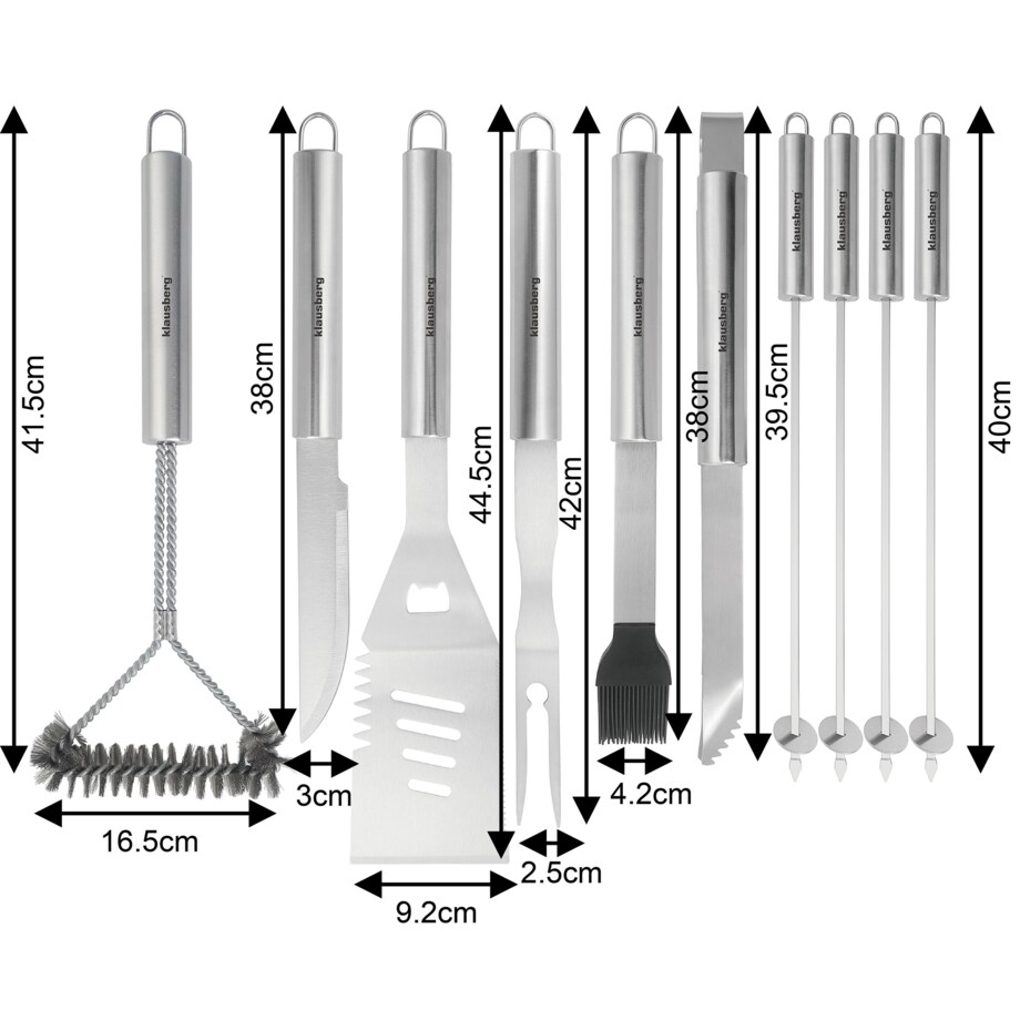 Zestaw przyborów do grilla 10 elementów narzędzia do grillowania KLAUSBERG