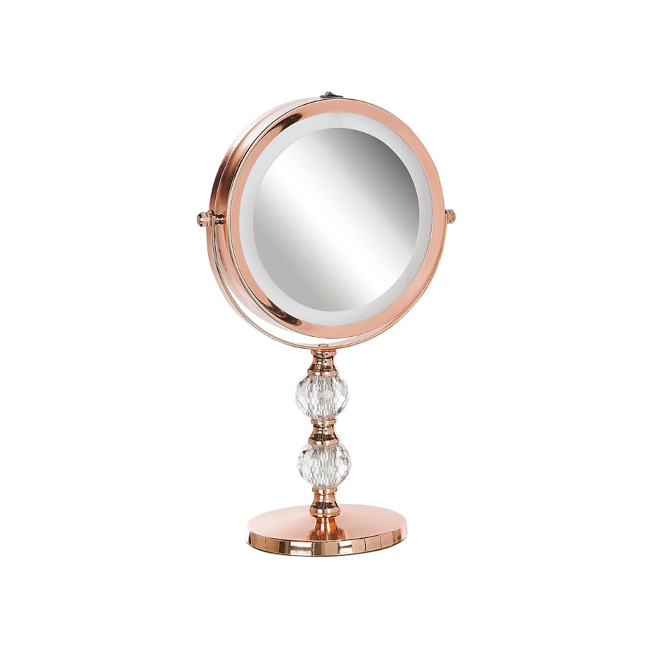 Lusterko kosmetyczne LED ø 18 cm różowe złoto CLAIRA