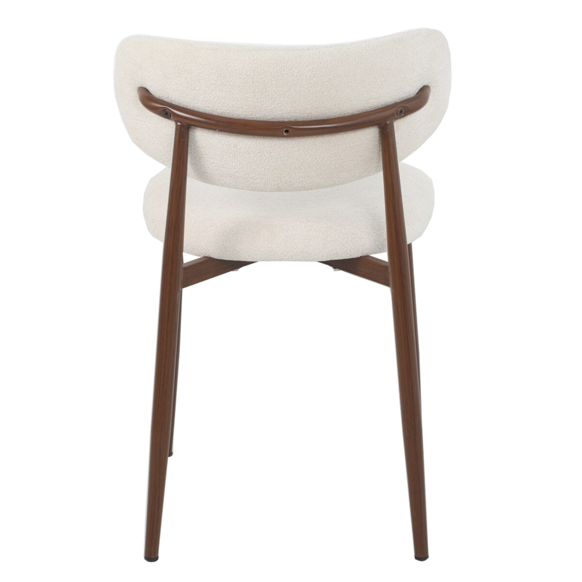 Krzesło INES beżowe metalowe nogi w kolorze drewna tapicerowane