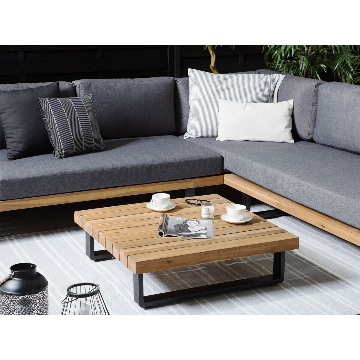 Zestaw ogrodowy drewniany 5-osobowy szary MYKONOS