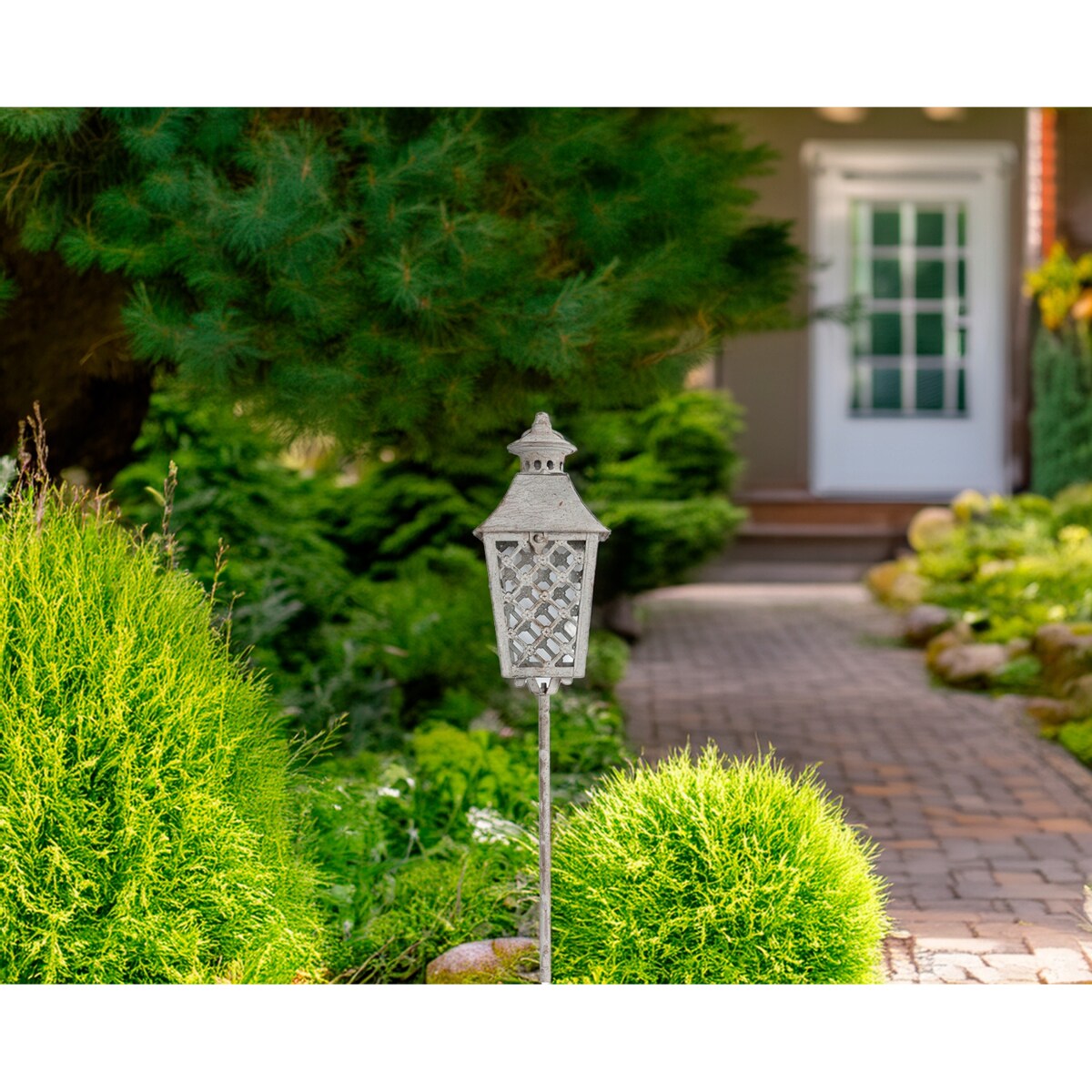 LAMPION LATARNIA OGRODOWA DO WBICIA W GLEBĘ TRAWNIK SZARY METALOWY LOFT