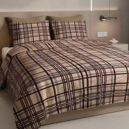 Poszewka flanelowa 40x40 Manhattan Brown, brązowa w kratę, Flanelove, Darymex