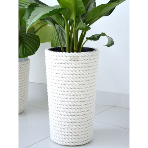 42 BOHO sznurek BIAŁA BAWEŁNA wysoka osłonka + wkład doniczka koszyk naturalny gruby sznurek LINA z trawy plecionej JUTA styl skandynawski etno loft marynistyczny wzór 42/BB16