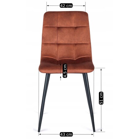 Krzesło Tapicerowane Welurowe Kuchenne Do Jadalni Salonu Loft Rude PERU