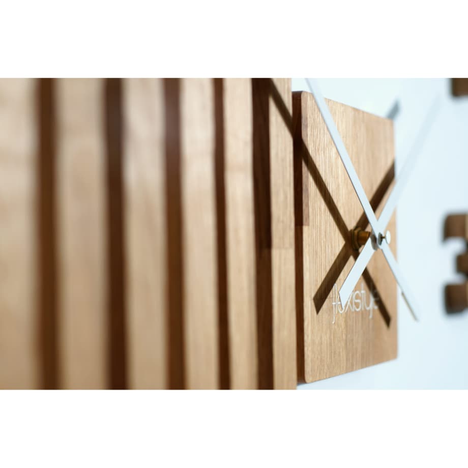 Drewniany zegar ścienny dębowy LAMELE 60cm