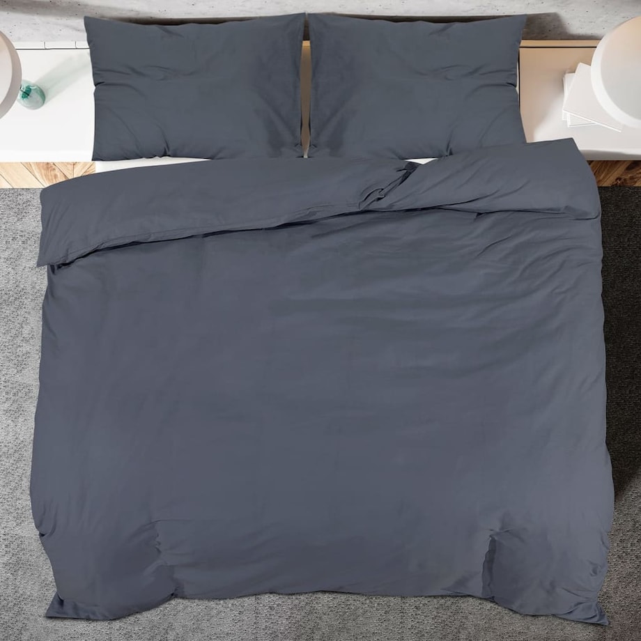vidaXL Zestaw pościeli, antracytowy, 200x220 cm, lekka mikrofibra