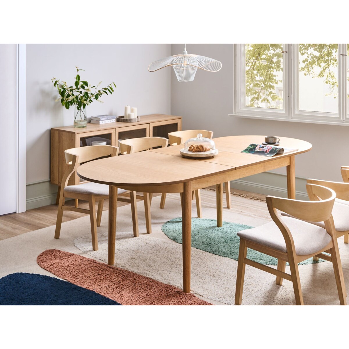 Stół do jadalni rozkładany LARTO Jesion jasny 180/220 cm 90 cm