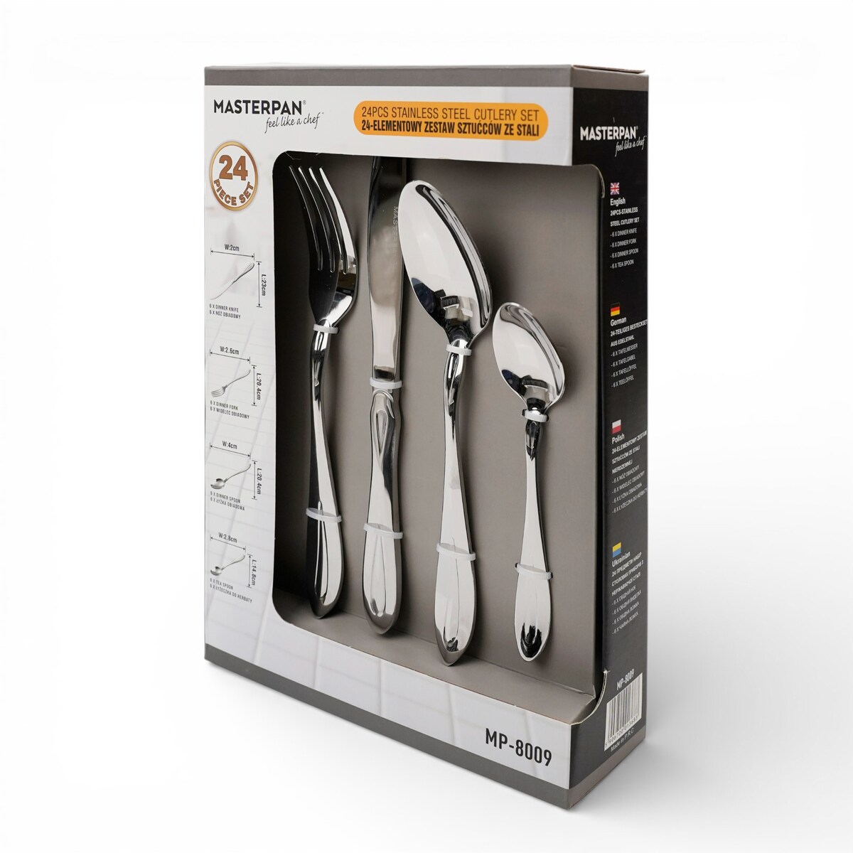Zestaw sztućców 24 ELE na 6 osób sztućce komplet MASTERPAN MP-8009