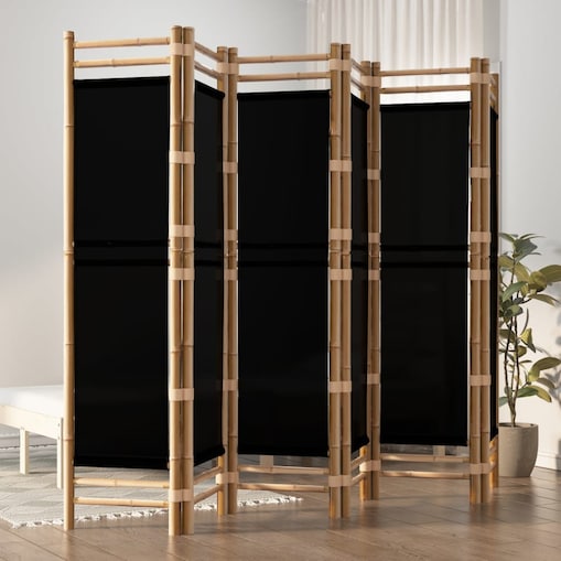 vidaXL Składany parawan 6-panelowy, 240 cm, bambus i płótno