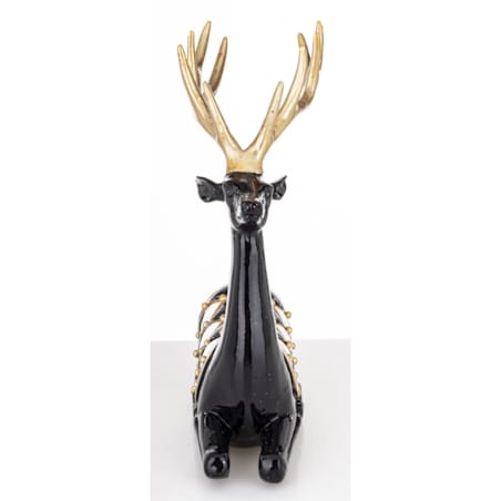 Figurka - leżący jeleń ciemnobrązowy 22x20x8 cm BALLERA z derką w szachownicę