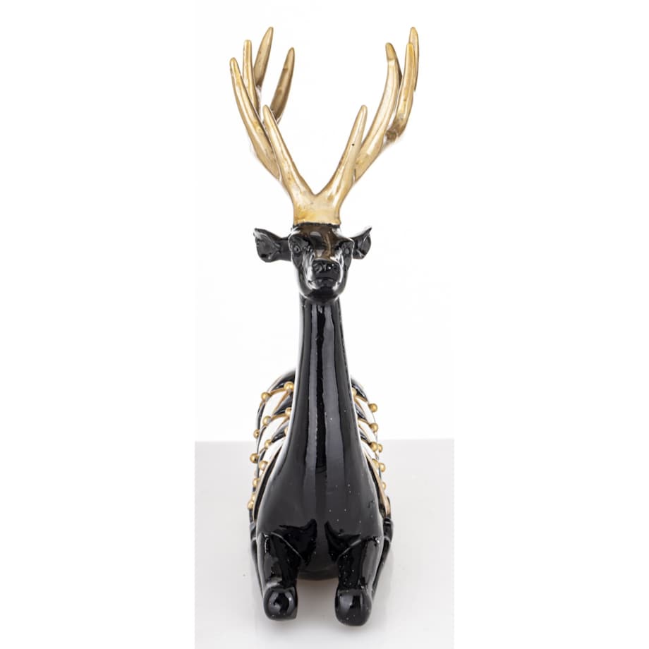 Figurka - leżący jeleń ciemnobrązowy 22x20x8 cm BALLERA z derką w szachownicę