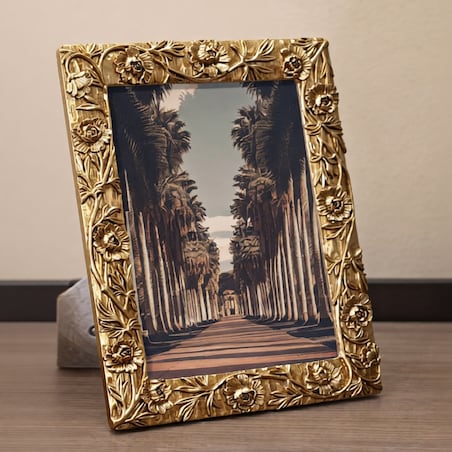 Ramka na zdjęcia Poppy, zdjęcie 15 x 20 cm, kolor złoty, żywica syntetyczna i szkło, rama 19,8 x 2 x 25 cm, na fotografie i portrety, Mauro Ferretti