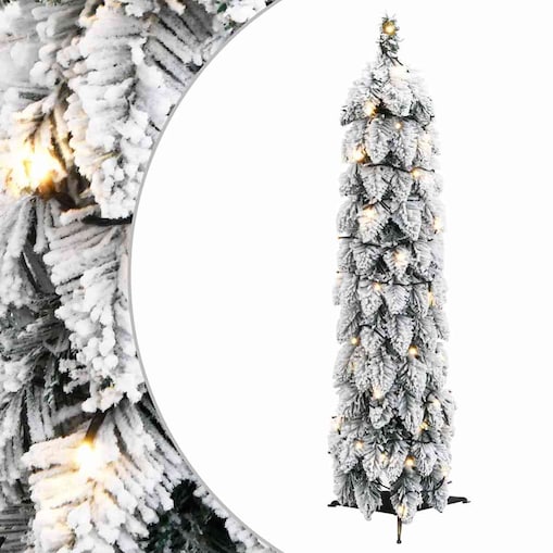 vidaXL Sztuczna choinka z 45 lampkami LED, ośnieżona, 90 cm