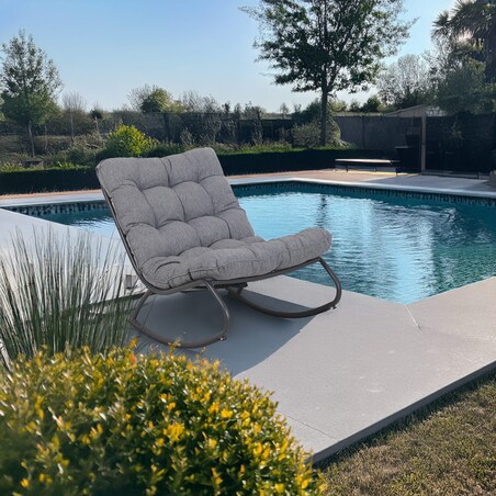 FOTEL BUJANY OGRODOWY VIBE Z SZARÄ„ PODUSZKÄ„