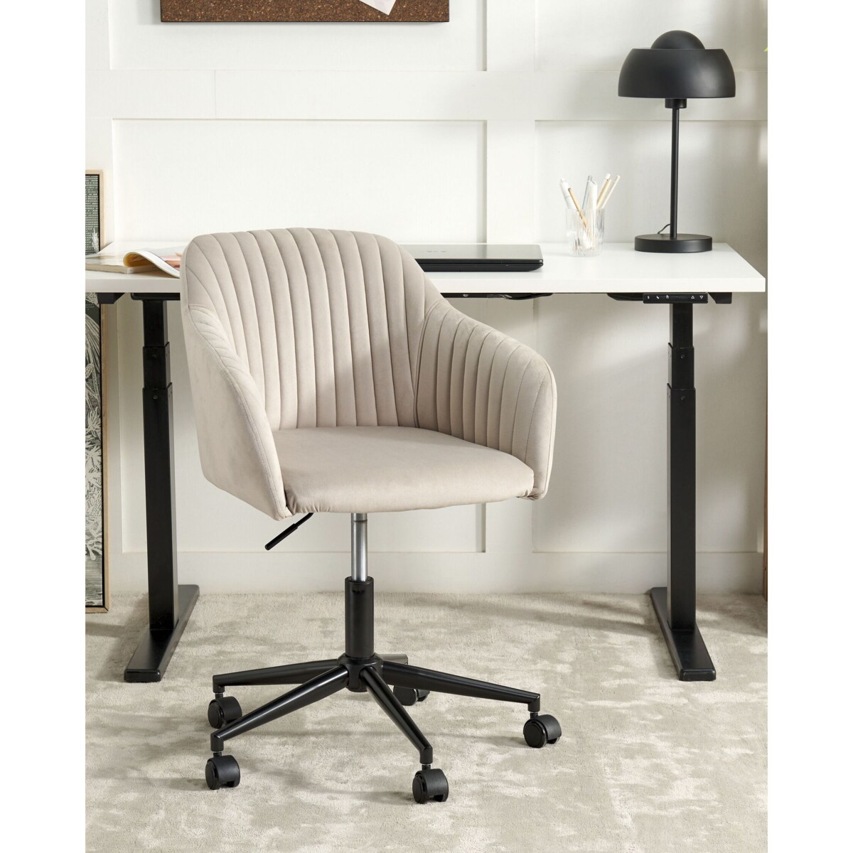 Krzesło biurowe Obrotowy VENICE Welur Beżowoszary