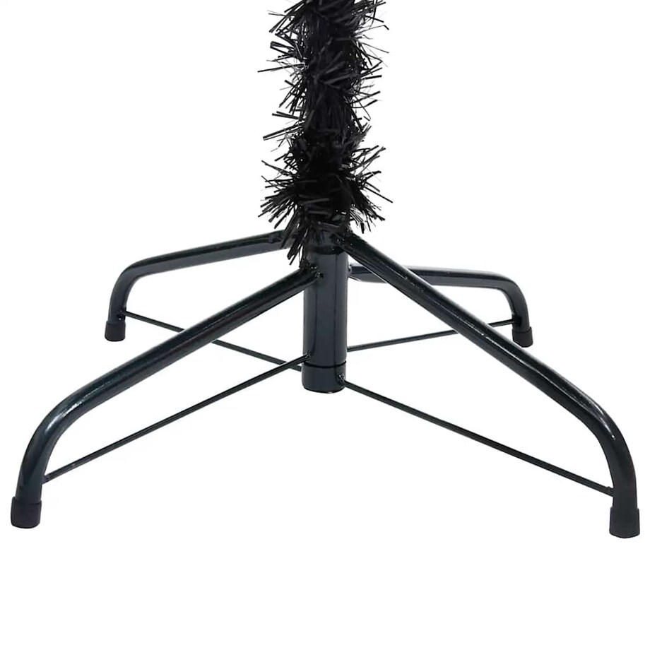 vidaXL Sztuczna choinka z lampkami i bombkami, czarna, 150 cm, PVC