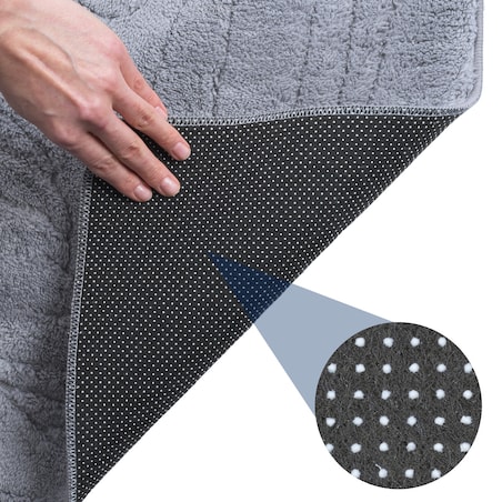 Dywan pluszowy Botanic Liście 80x150 cm e-floor Liście OEKO-TEX szary