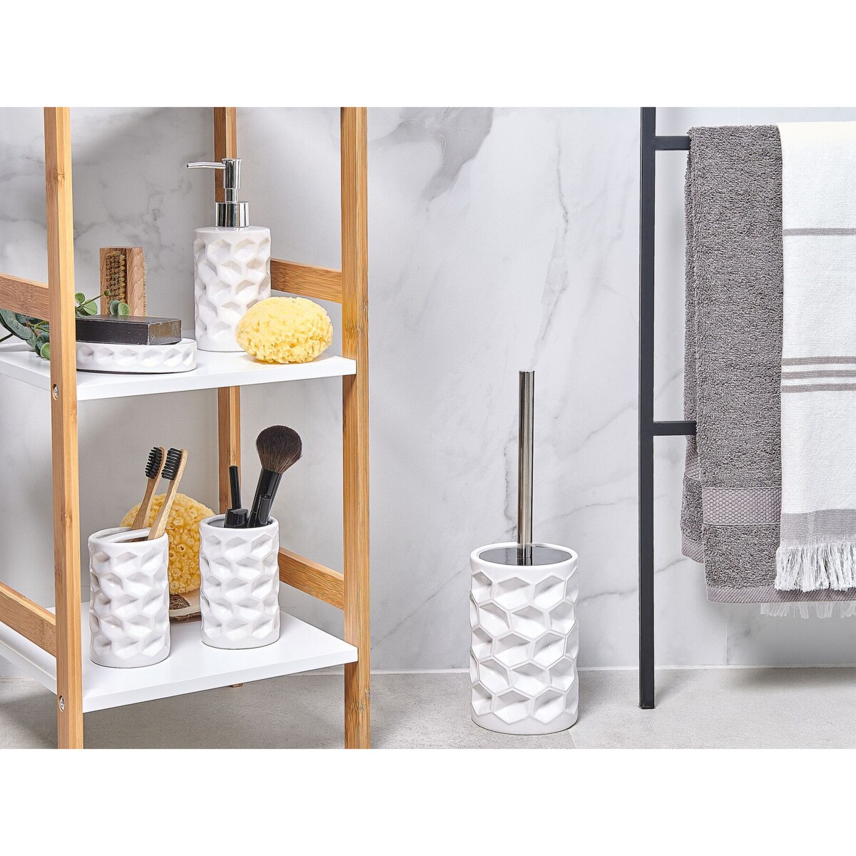 5-częściowy zestaw akcesoriów łazienkowych ceramiczny biały TIRUA