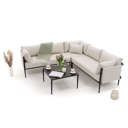 Zestaw mebli ogrodowych aluminiowe nowoczesne narożnik BELIZE beżowo czarne