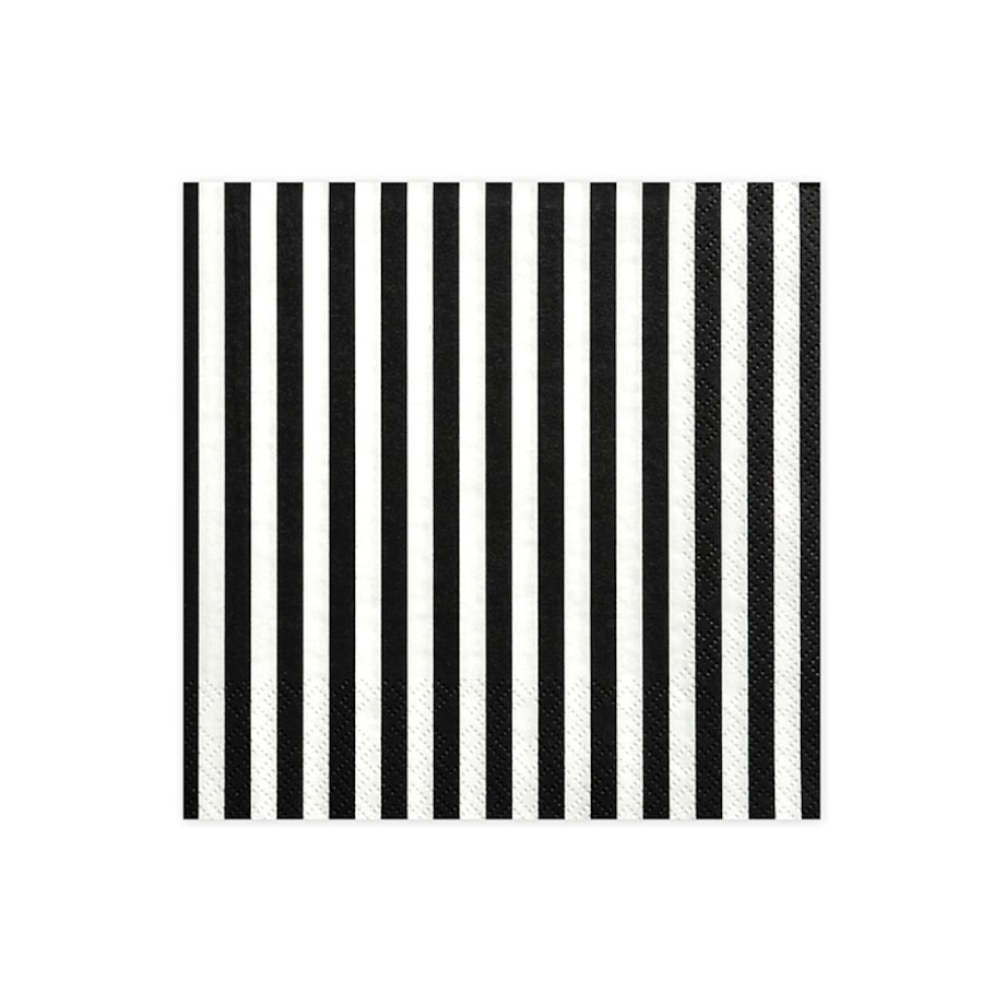 Serwetki Paski, czarny, 33 x 33cm (1 op. / 20 szt.)