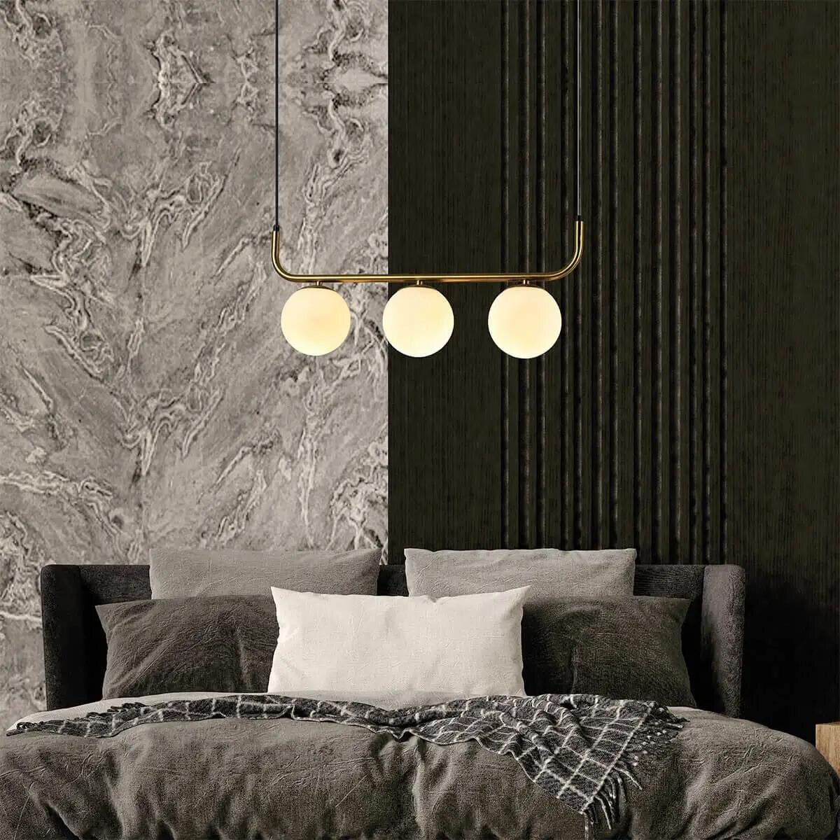 Wisząca lampa Alisa LP-005/3L GD Light Prestige kule szkło metal biały złoty