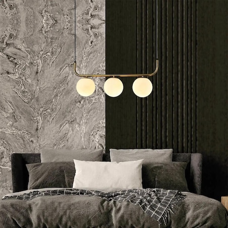 Wisząca lampa Alisa LP-005/3L GD Light Prestige kule szkło metal biały złoty
